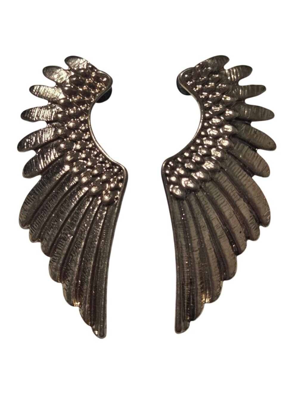 Vintage Angel Wing Earrings Gold Tone Ear Climber Gothic Rocker Biker Jewelry